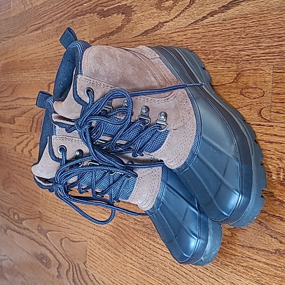 Bass Winter Waterproof Rubber & Suede Lace-Up "Duck" Boots - Size 5